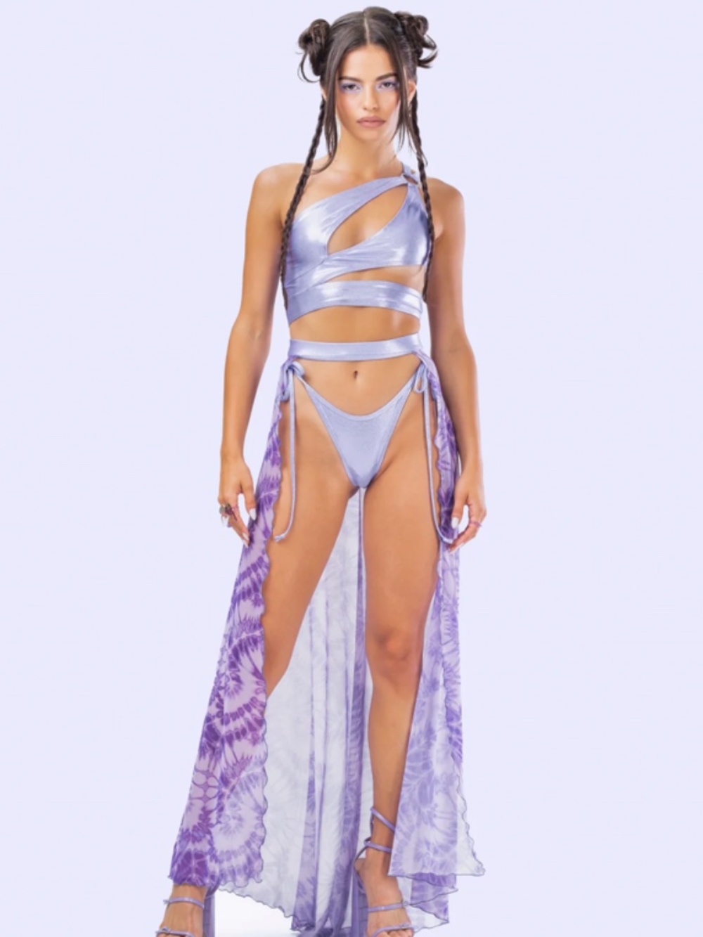 Badinka Lilah One Purple Shoulder Set Size Small